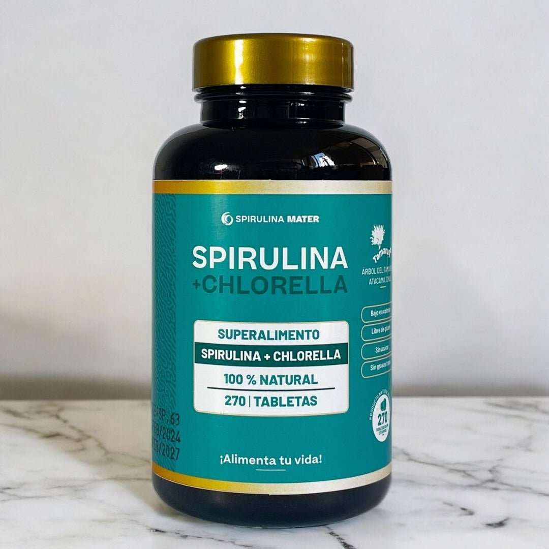 Spirulina + Chlorella en Tabletas | Frasco 270 und. - Spirulina Mater