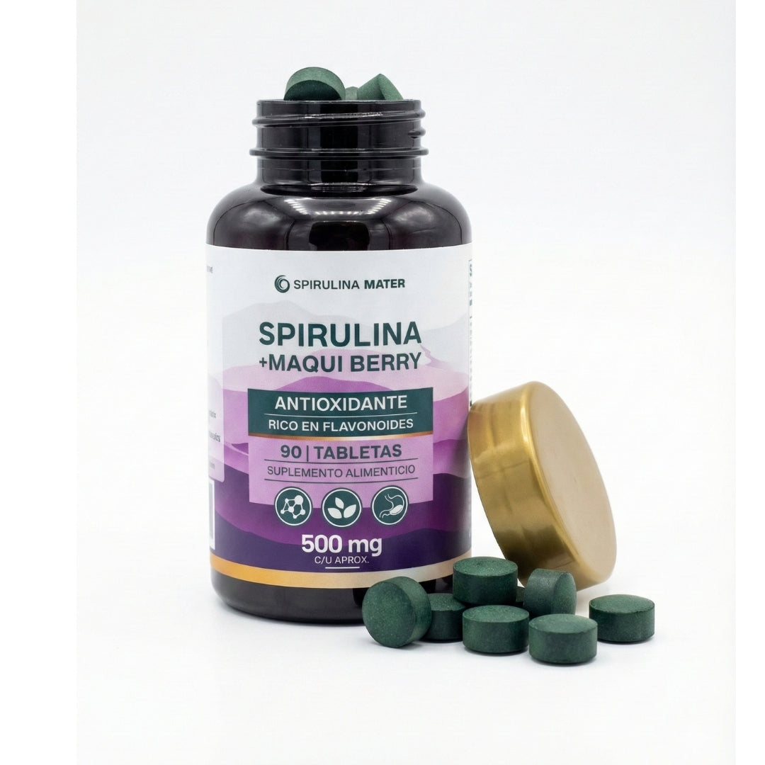 Frasco De Spirulina + Maqui Berry 90 Tabletas