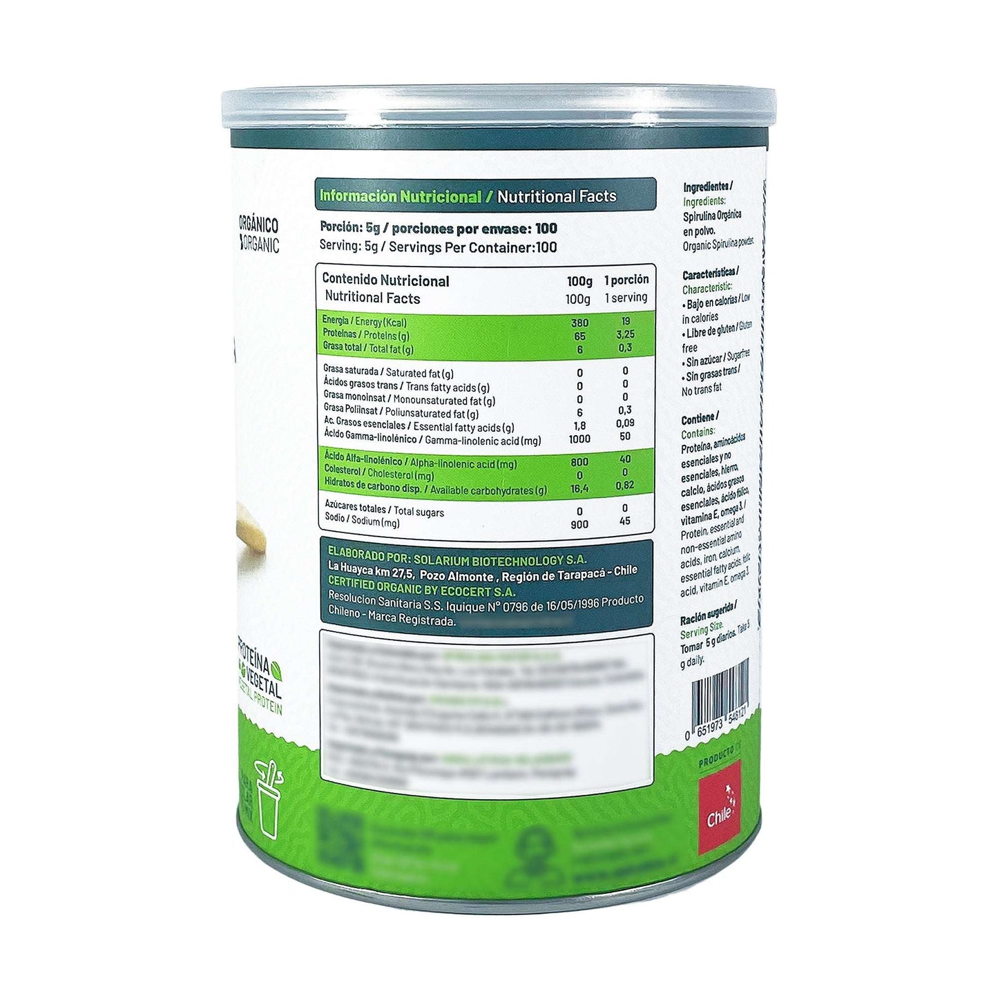 Spirulina Chilena en Polvo 500g + Shaker y Envío Gratis RM - Spirulina Mater