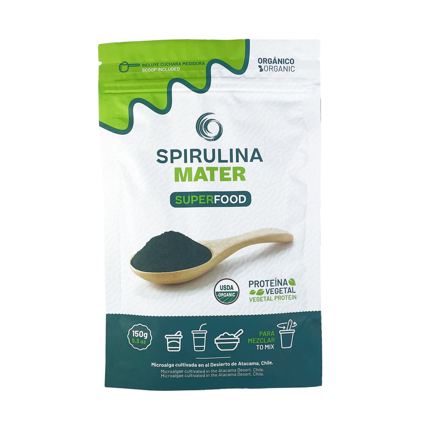 Bolsa Spirulina Mater en polvo de 150 gramos.