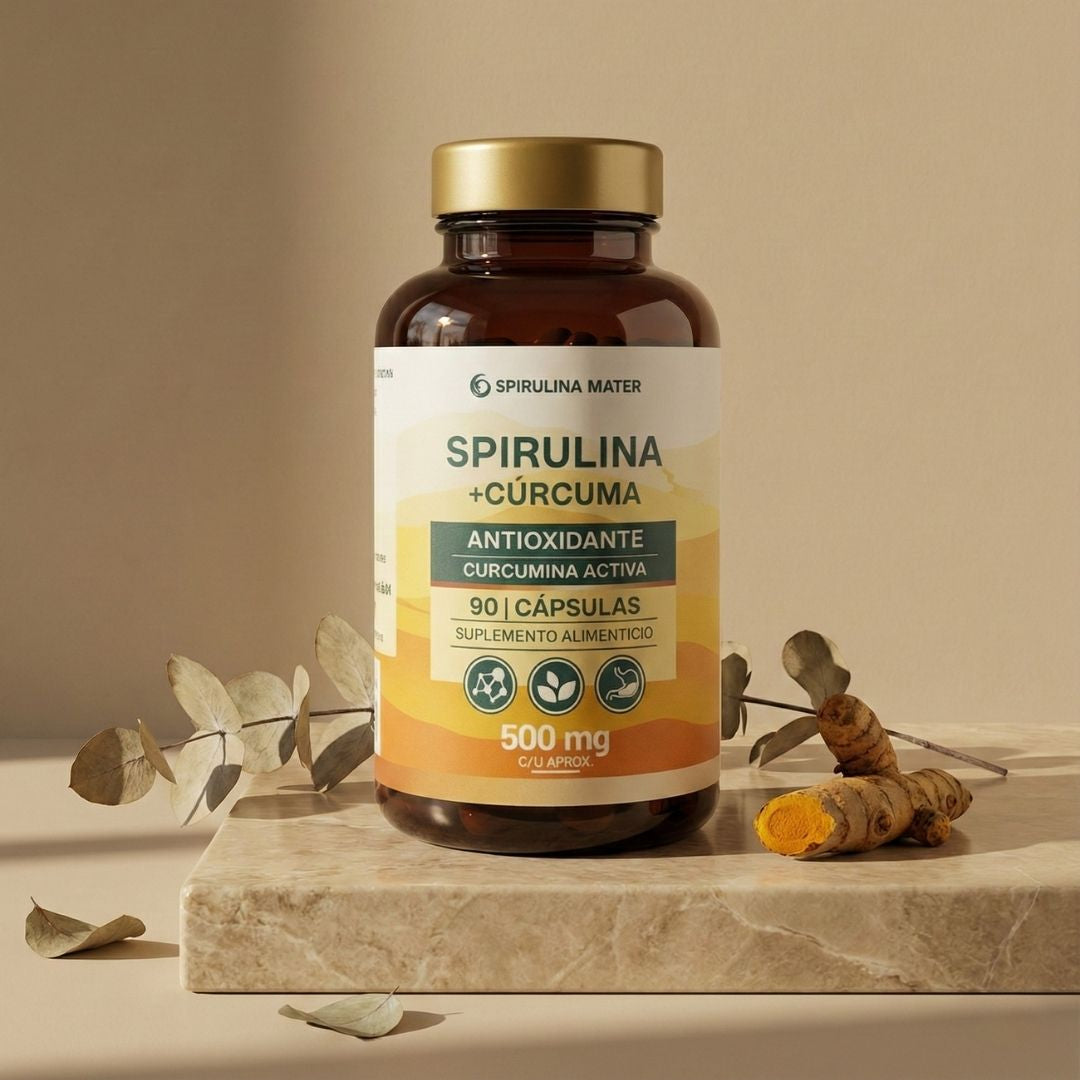 Spirulina + Cúrcuma 90 Cápsulas | Spirulina Mater