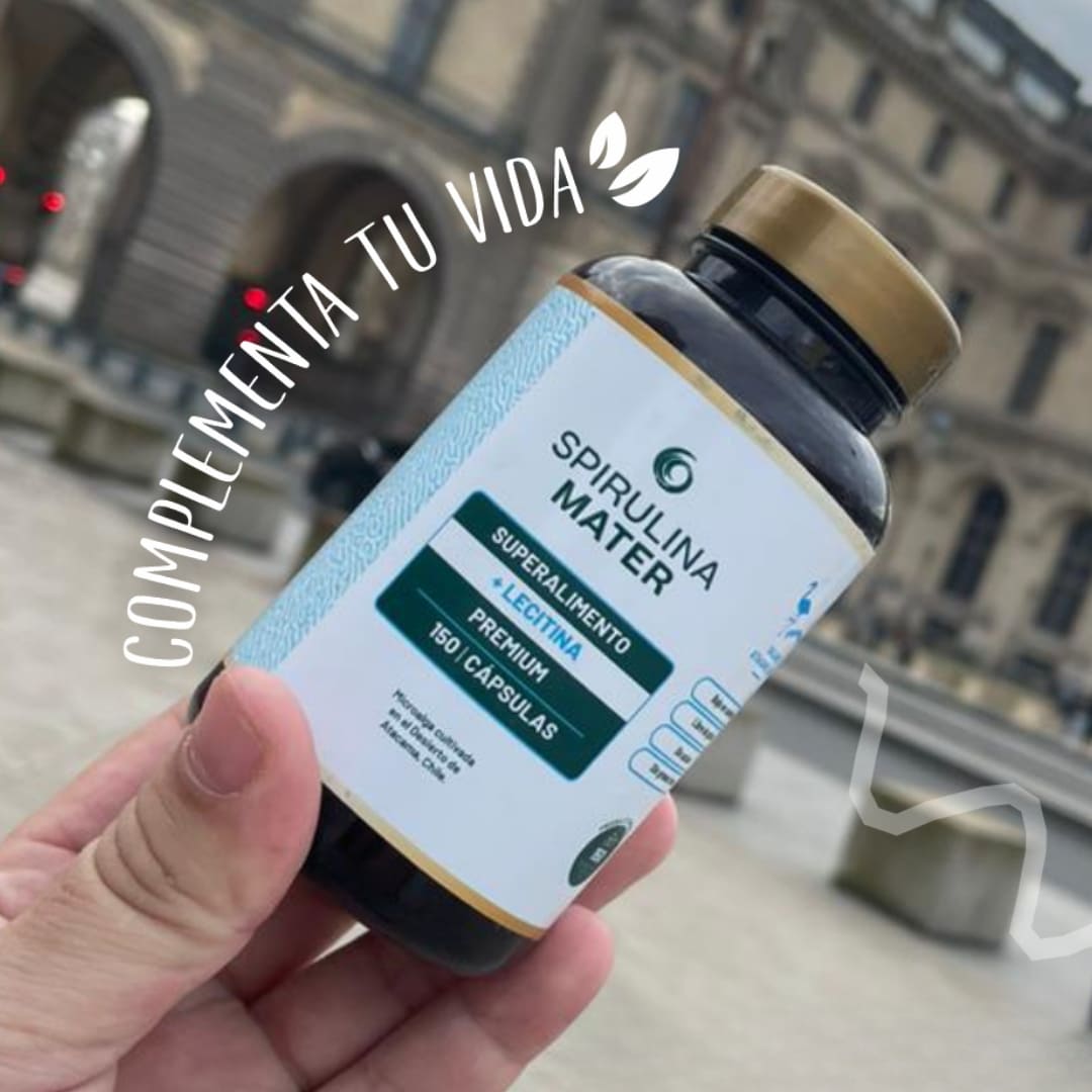 Spirulina + Lecitina de Soya | Frasco de 150 Cápsulas - Spirulina Mater