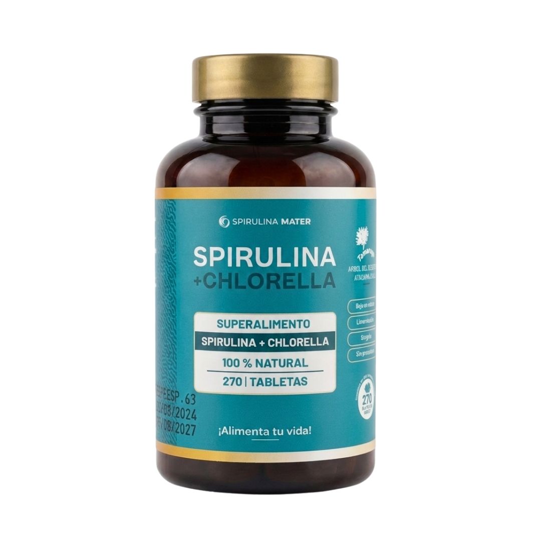 Spirulina + Chlorella en Tabletas | Frasco 270 und.