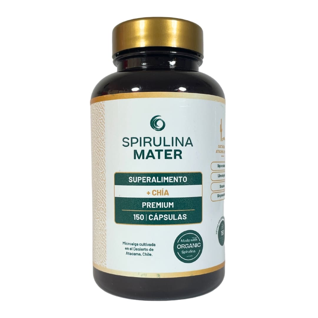 Frasco de Spirulina + Chía 150 Cápsulas.