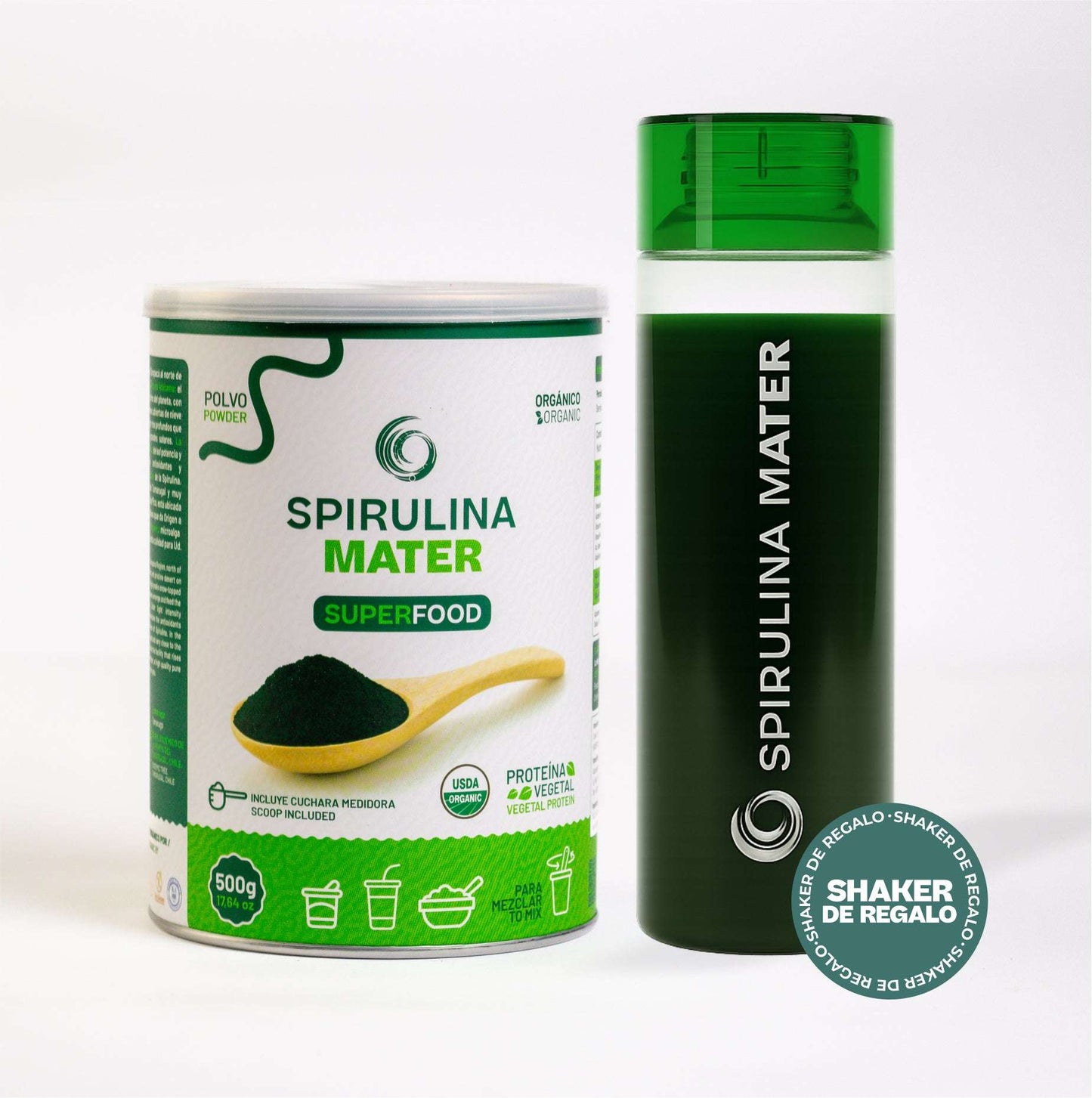 Spirulina Chilena en Polvo 500g + Shaker y Envío Gratis RM - Spirulina Mater