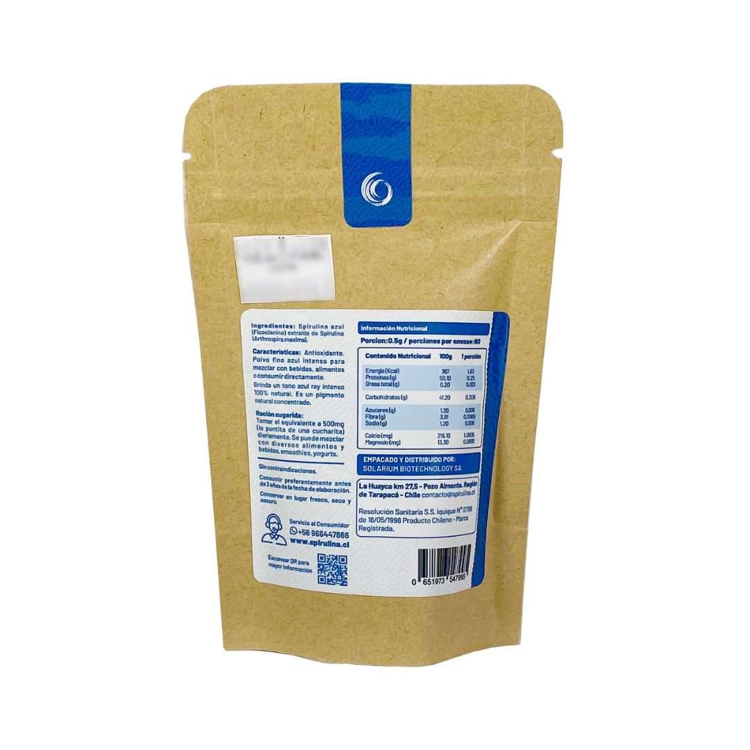 Spirulina Azul en Polvo 30g | Ficocianina 100% Chilena - Spirulina Mater