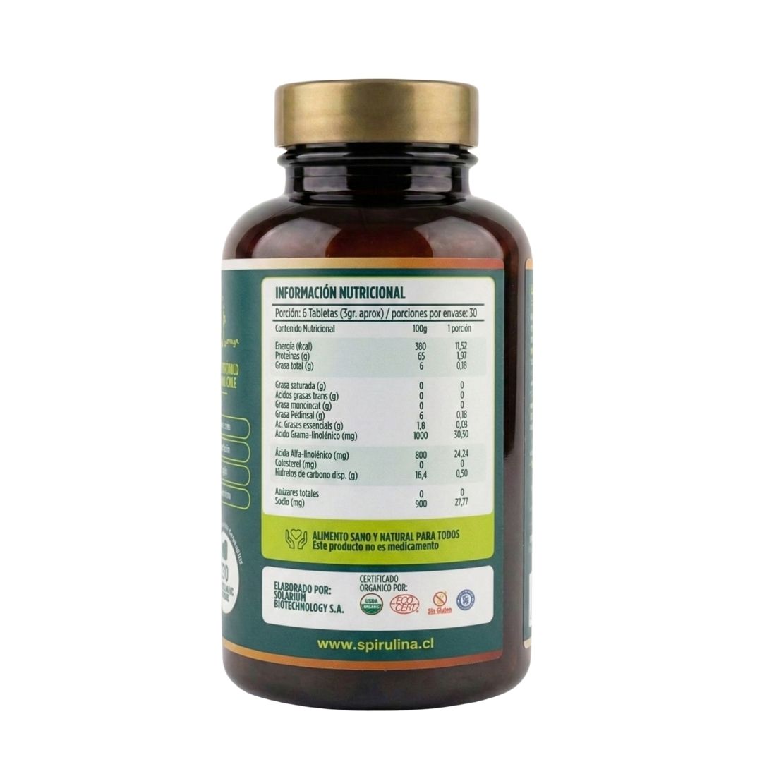 Spirulina Chilena en Tabletas | Frasco de 180 unid.