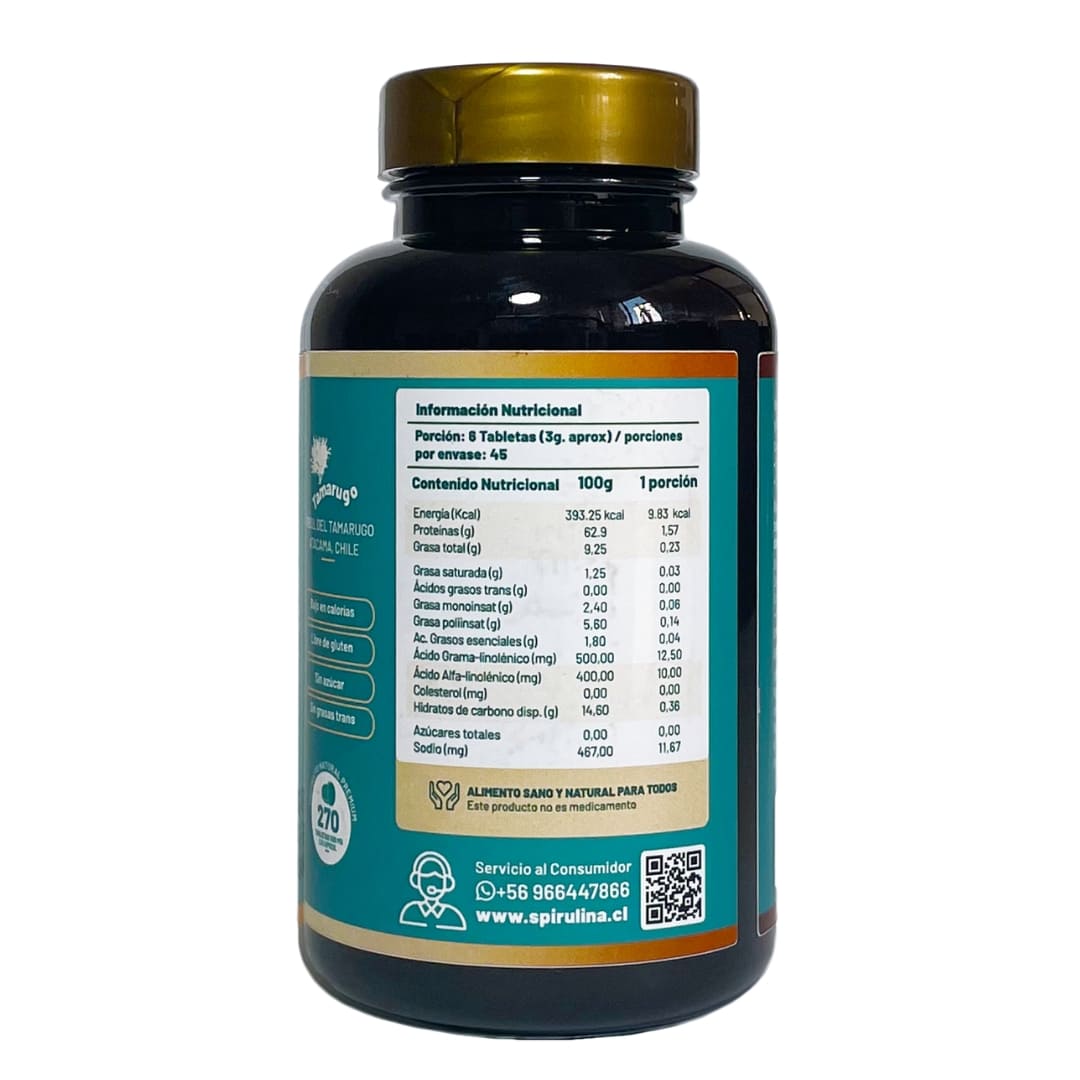 Frasco de Spirulina + Chlorella en Tabletas - 270 tabletas