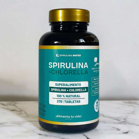 Spirulina + Chlorella en Tabletas | Frasco 270 und. - Spirulina Mater