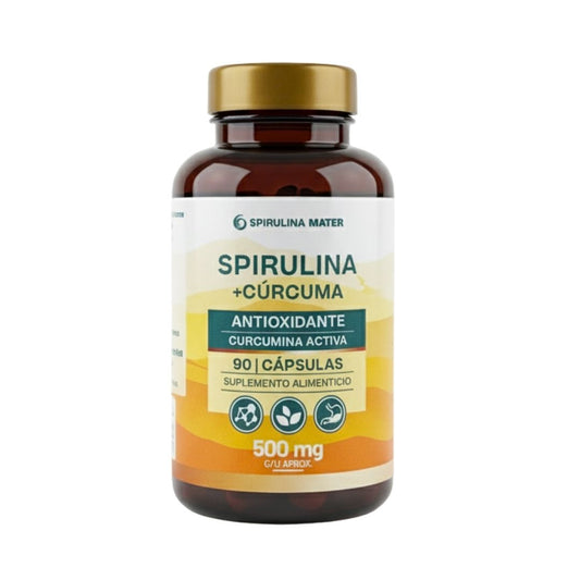 Spirulina + Cúrcuma 90 Cápsulas  | Spirulina Mater