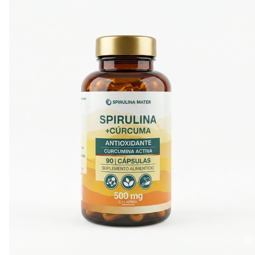 Spirulina + Cúrcuma 90 Cápsulas  | Spirulina Mater