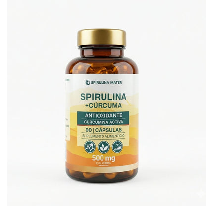 Spirulina + Cúrcuma 90 Cápsulas  | Spirulina Mater