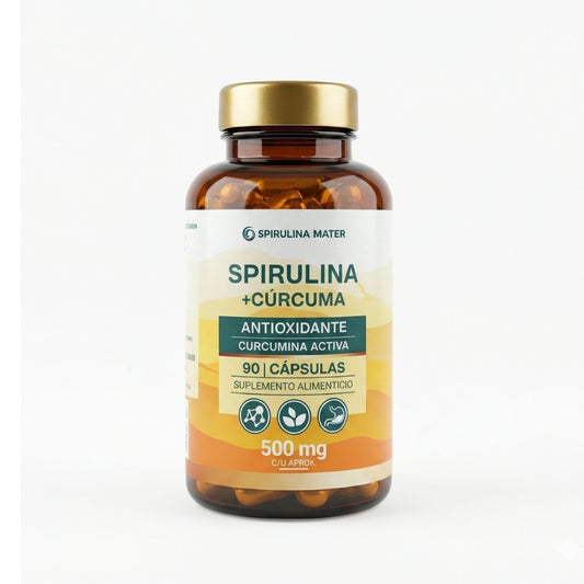 Spirulina + Cúrcuma 90 Cápsulas  | Spirulina Mater