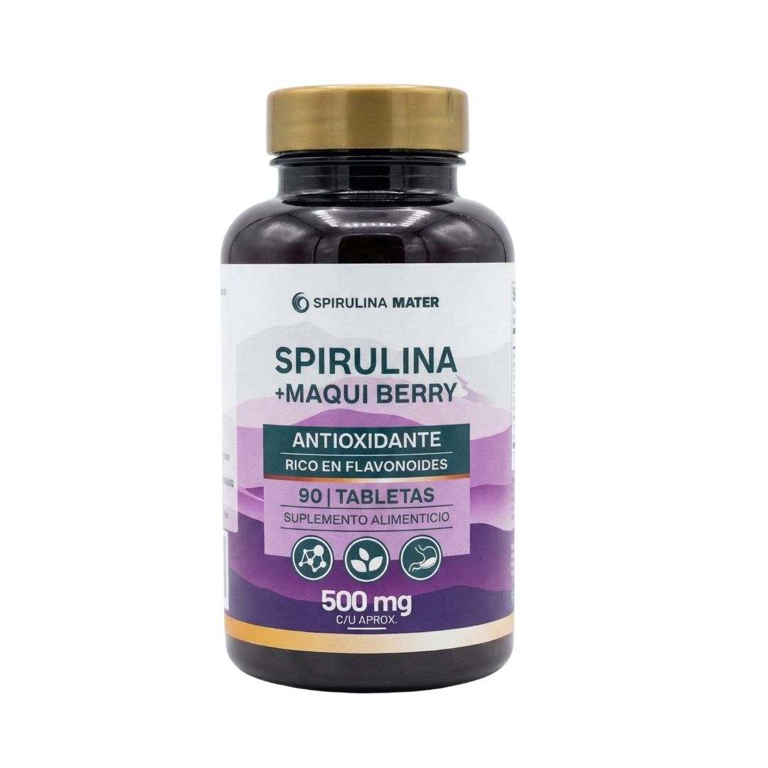 Frasco De Spirulina + Maqui Berry 90 Tabletas