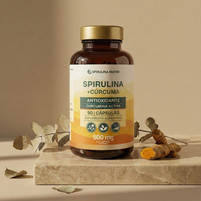 Spirulina + Cúrcuma 90 Cápsulas  | Spirulina Mater