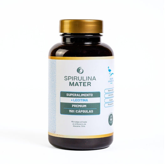 Organic Spirulina + Lecithin 150 Capsules. 