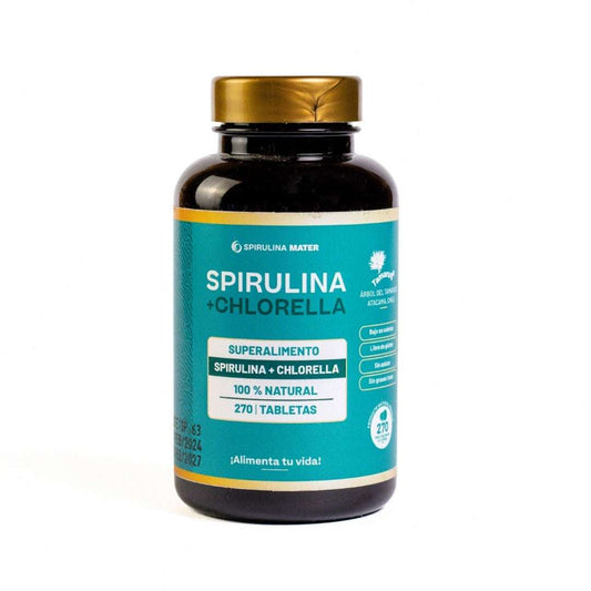 Frasco de spirulina + chlorella 270 tabletas