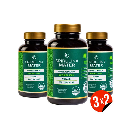 3X2 Spirulina Chilena en Tabletas | Frasco de 180 unid.
