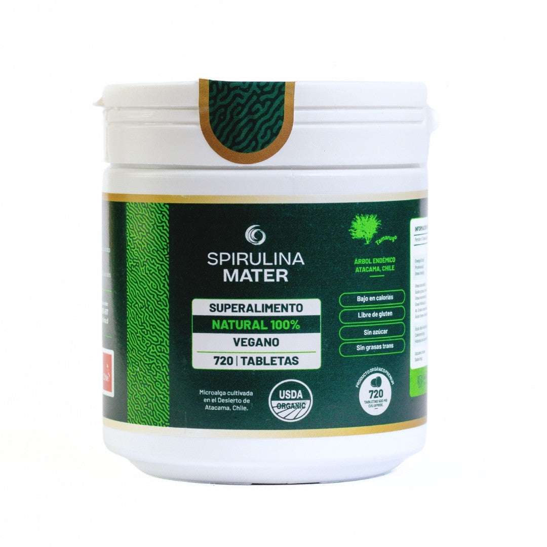 tarro de spirulina de 720 tabletas