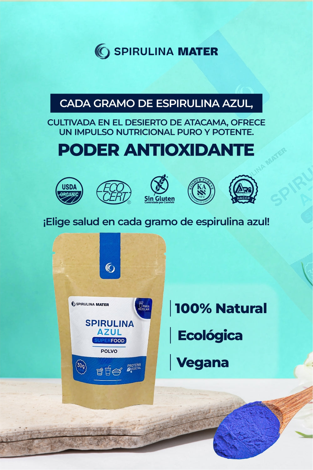 Spirulina Azul - Ficocianina en Polvo - 30g