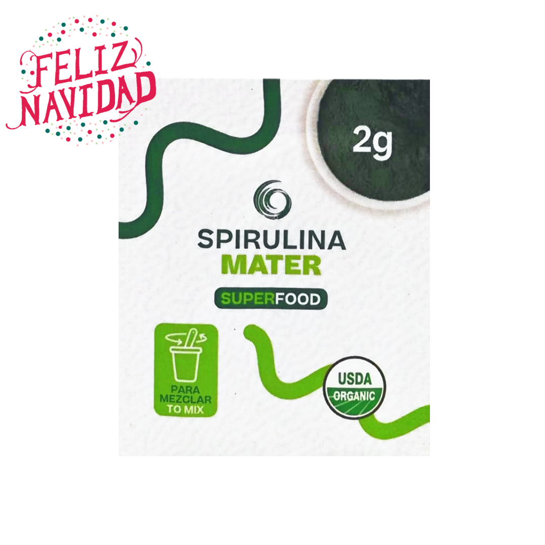 Sachet de Spirulina en polvo organica de 2 gramos 100% chilena