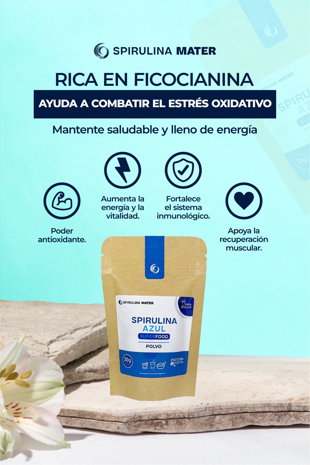 Spirulina Azul - Ficocianina en Polvo - 30g