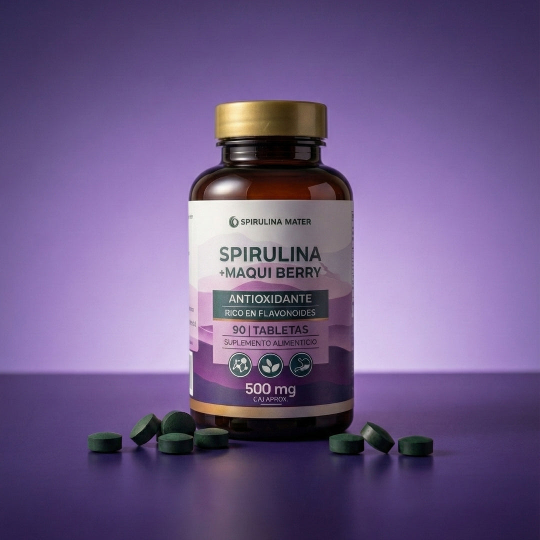 Frasco De Spirulina + Maqui Berry 90 Tabletas