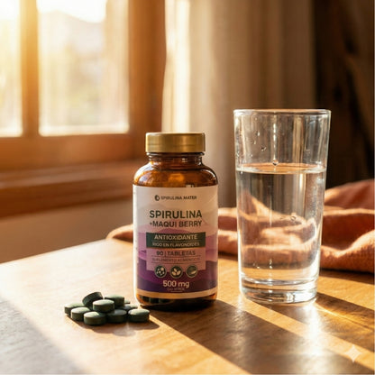 Frasco De Spirulina + Maqui Berry 90 Tabletas