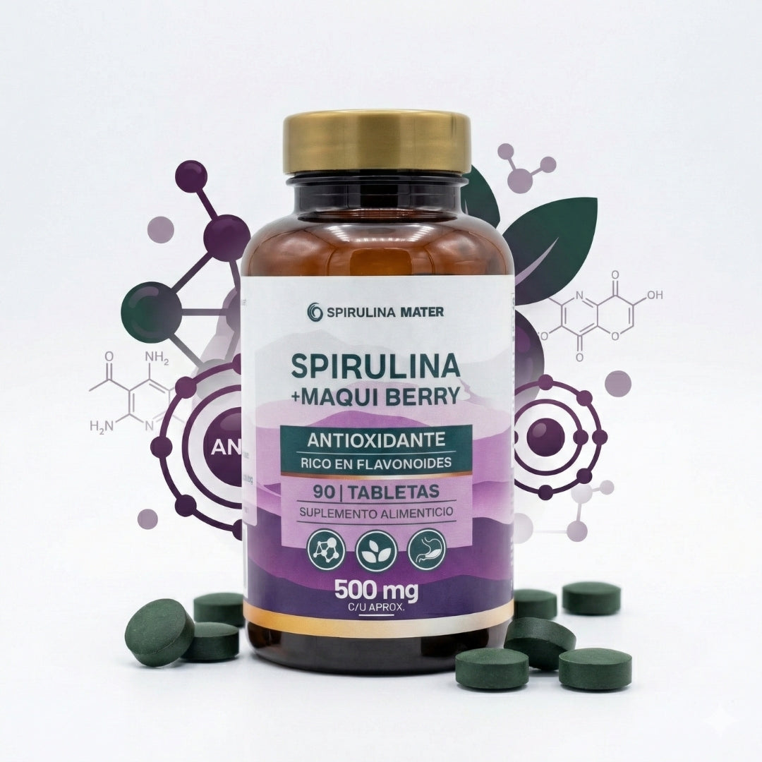 Frasco De Spirulina + Maqui Berry 90 Tabletas