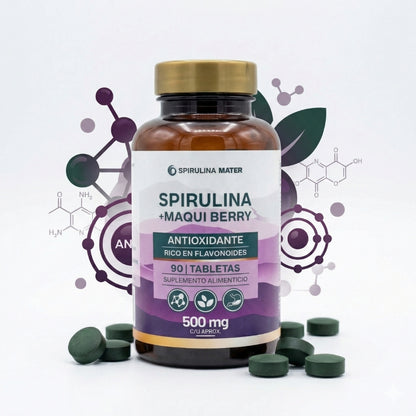 Frasco De Spirulina + Maqui Berry 90 Tabletas