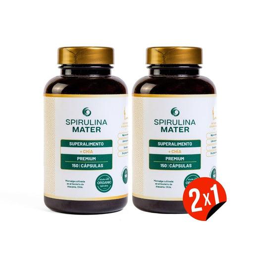 2X1 Spirulina + Chía en Cápsulas | Frasco 150 cápsulas
