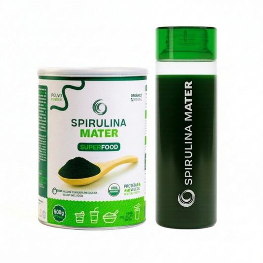 Spirulina Chilena en Polvo 500g + Shaker de 550ml