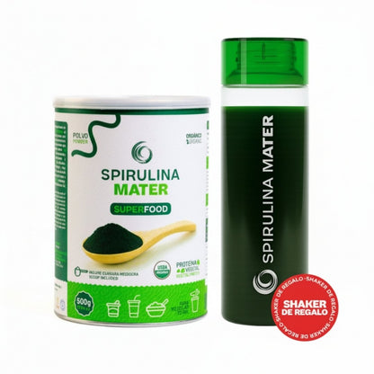 Spirulina Chilena en Polvo 500g + Shaker de 550ml de regalo