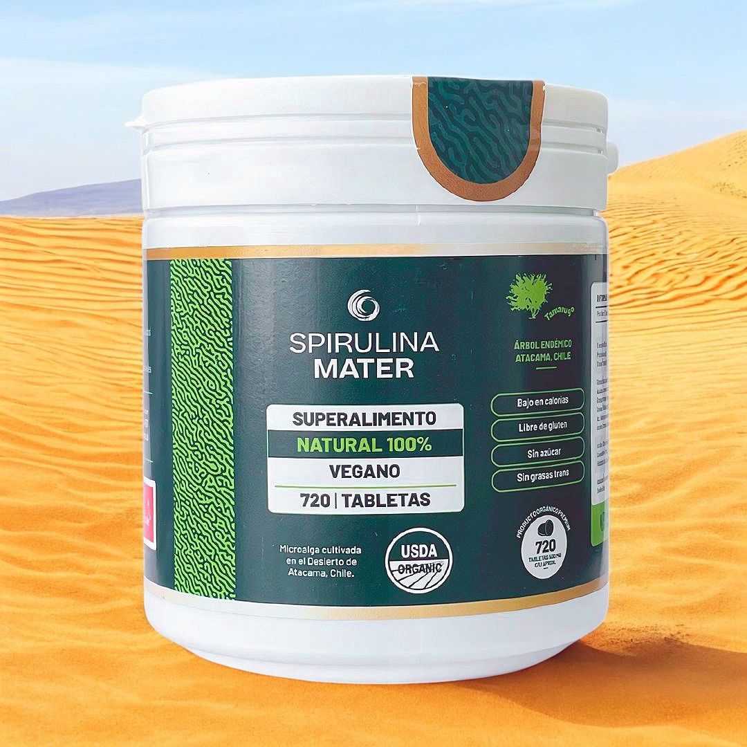 Spirulina Mater orgánica de 720 tabletas.