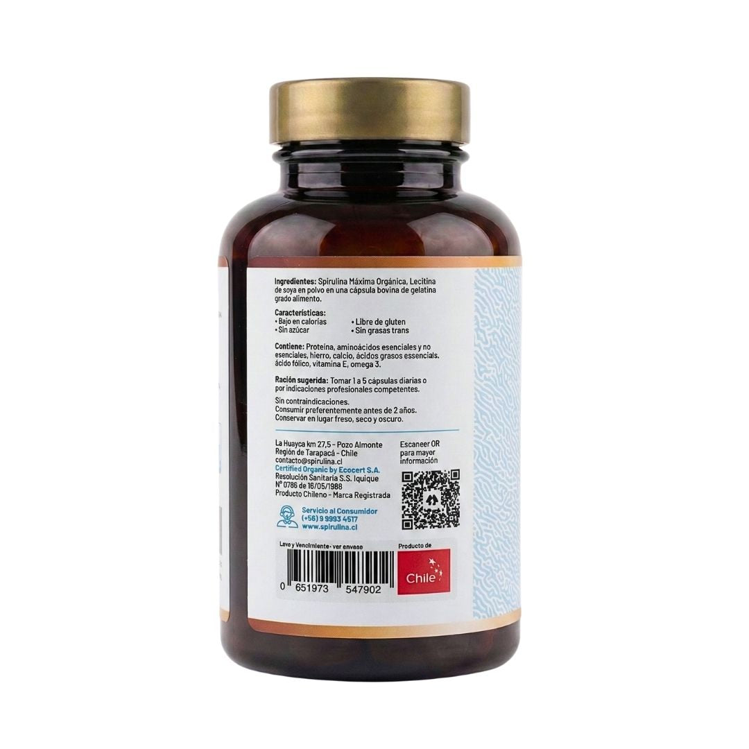 Spirulina + Lecitina de Soya | Frasco de 150 Cápsulas