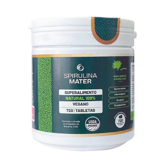 Spirulina Mater orgánica de 720 tabletas.