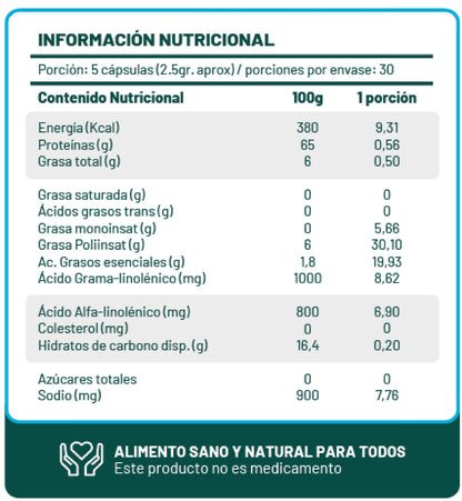 Spirulina Orgânica + Lecitina 150 Cápsulas. 